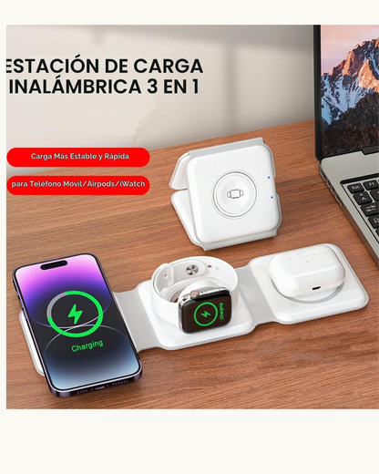 Cargador inalámbrico plegable magnético 3 en 1