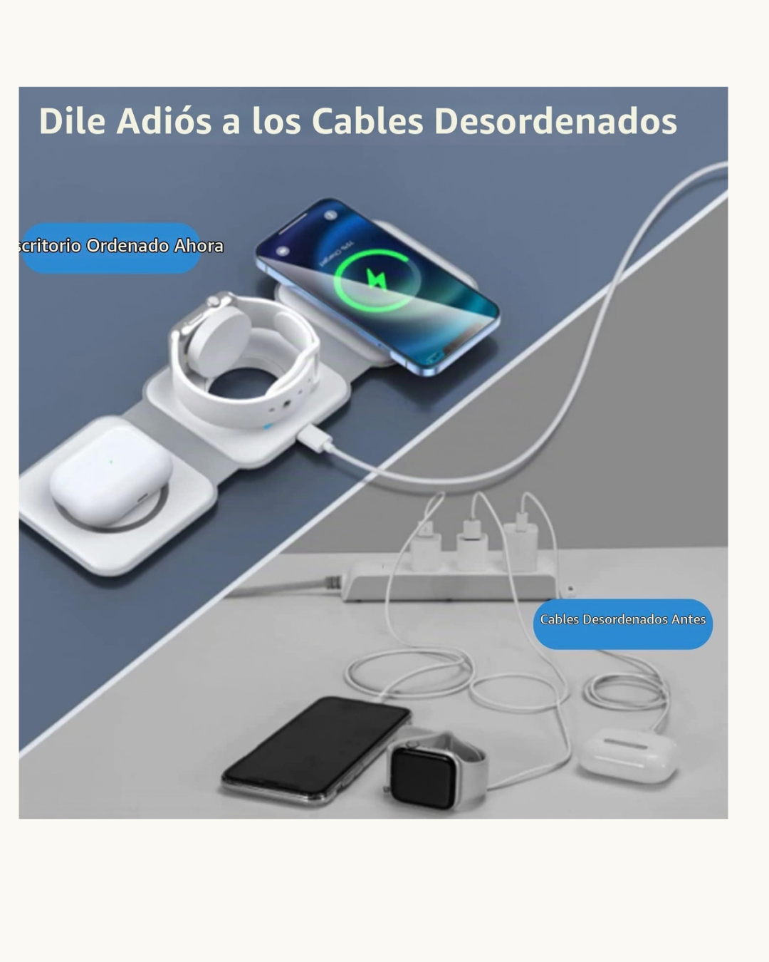 Cargador inalámbrico plegable magnético 3 en 1