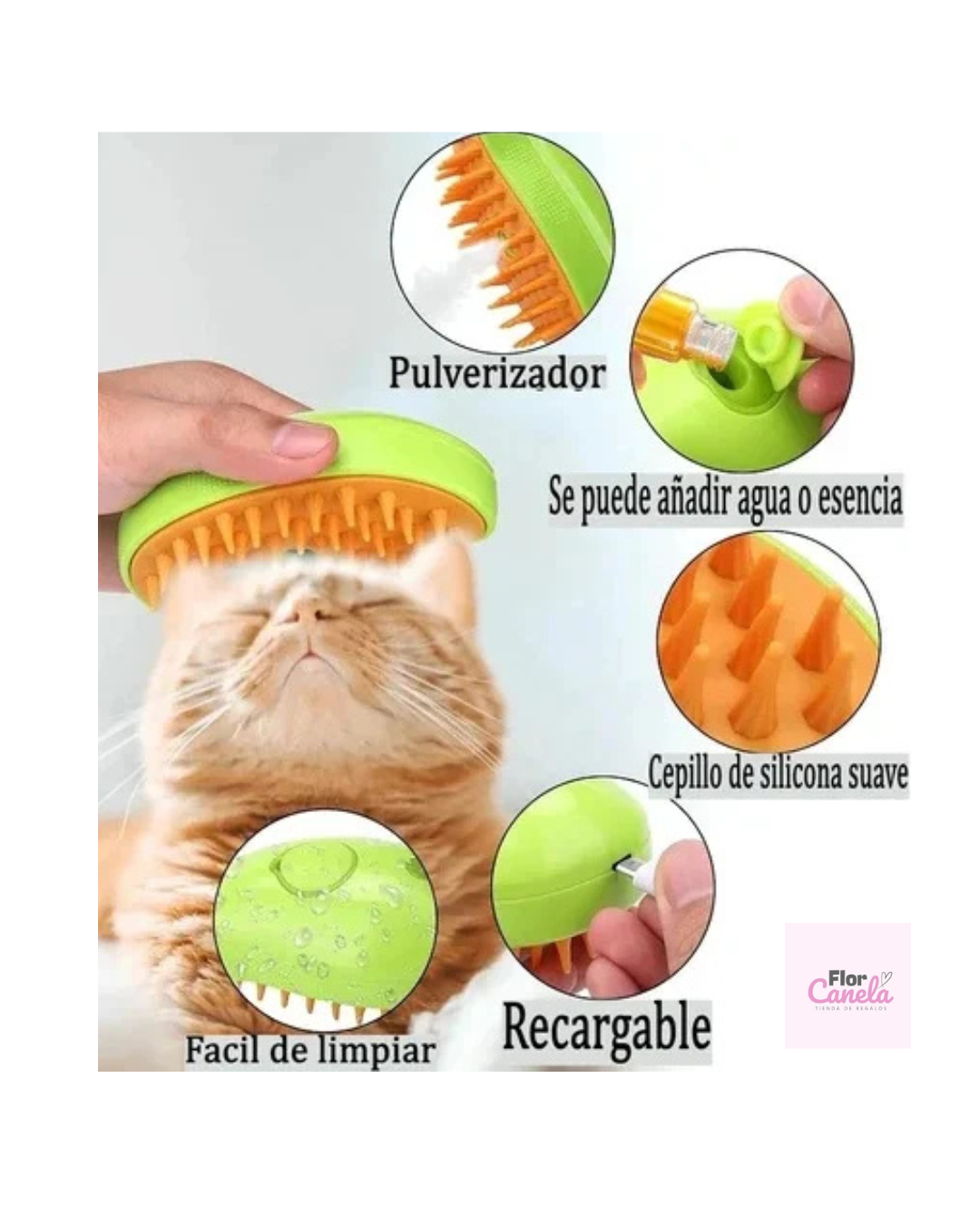 Cepillo de Vapor 3 en 1 para Mascotas